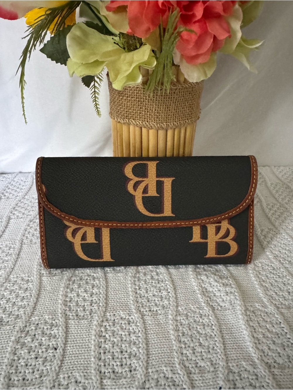 Dooney & Bourke EUC monogram trifold navy wallet